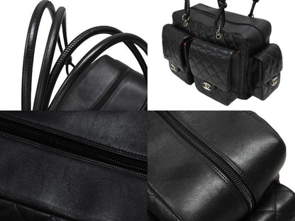 Chanel Cambon Line Multi Pocket Boston Bag Calfskin Black Pink — view 4
