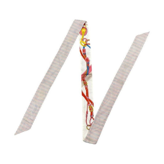 Hermes Silk Scarf Twillie Twins Brides de Gala H563940s 01 Blanc Rose Blue