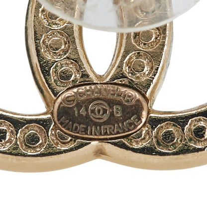 Chanel Coco Mark Rhinestone Earrings One Side Only Gold Plated Women's Chanel