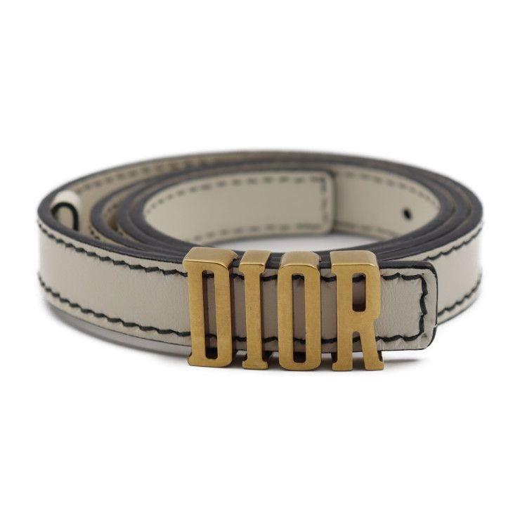 Christian Dior D-fence Defence Belt Leather Ivory-toned Gold Hardware Logo