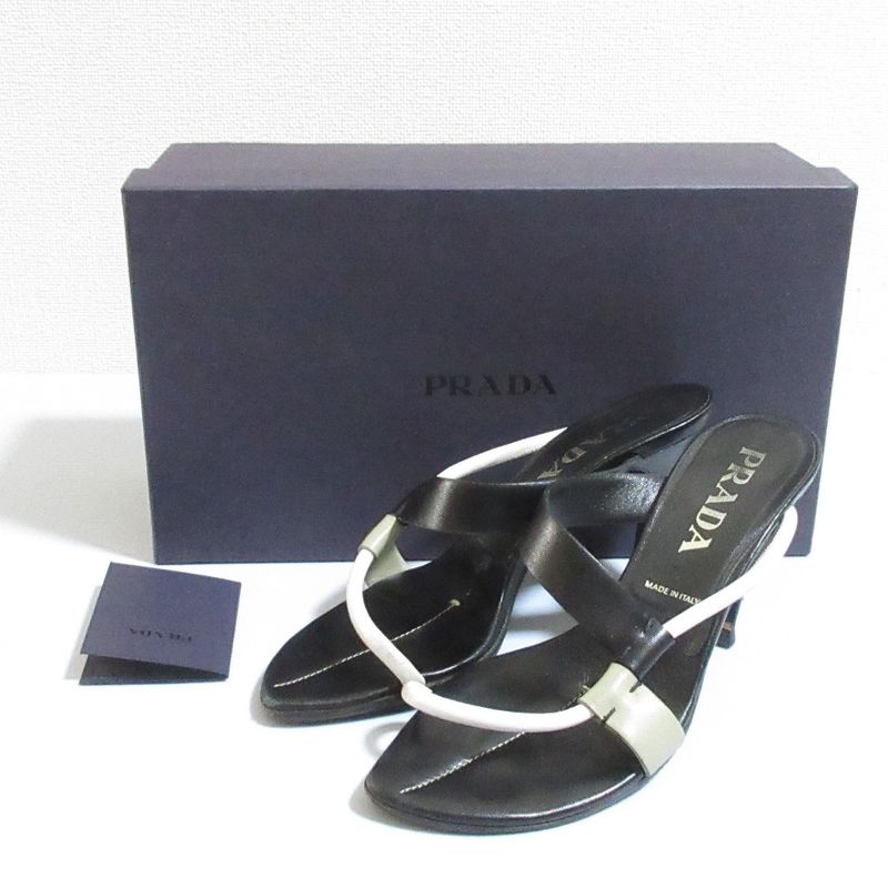Good Prada Color Scheme Leather Strap Sandals Mules Size 36 Approx 23cm