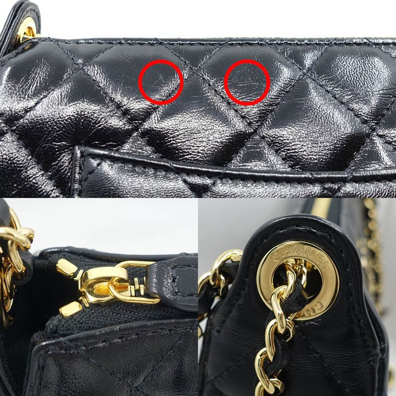 Chanel Chain Clutch 2WAY Bag Hand Shoulder - Leather Coco Mark Black