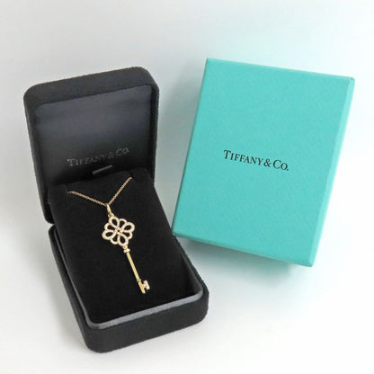 Tiffany & Co Necklace Knot Key Pendant Diamond Au75pg 18K Pink Gold