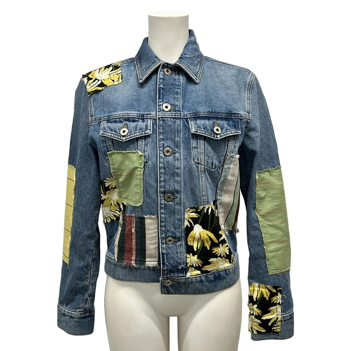 Loewe Jean 36 S Blue Multi Patchwork Cotton Jacket X