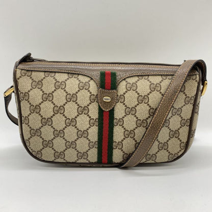 Gucci Old Gucci 89 02 Shoulder Bag GG Supreme Sherry Line Beige Brown Ladies