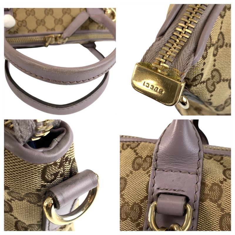 Gucci Bamboo Heart Beige Purple GG Canvas 269957 Tote Bag Shoulder Bag 2way