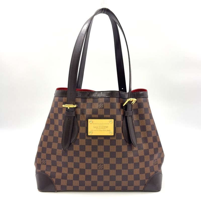 Louis Vuitton Hampstead MM Damier Ebene Damier Ebene Leather × PVC Brown Tote