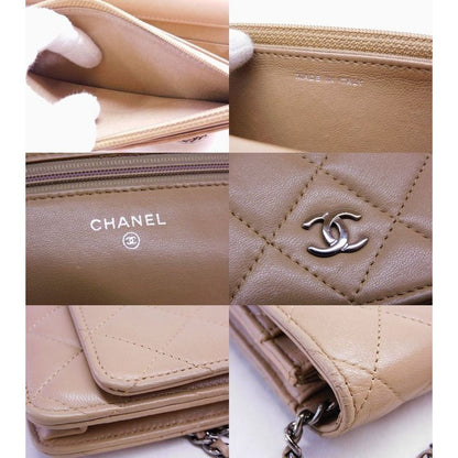 Chanel Chain Wallet Shoulder Lambskin Leather — view 6
