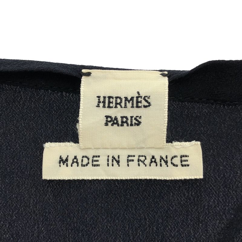 Hermes Pullover Silk Top Navy 42