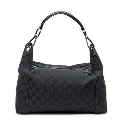 Gucci Shoulder Zip Hobo Black GG Canvas — view 5