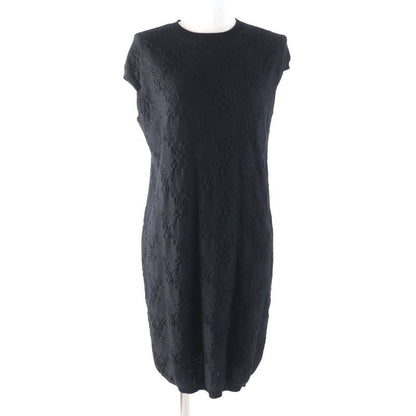 Hermes Cashmere Silk Blend Crew Neck French Sleeve Dress Black 34