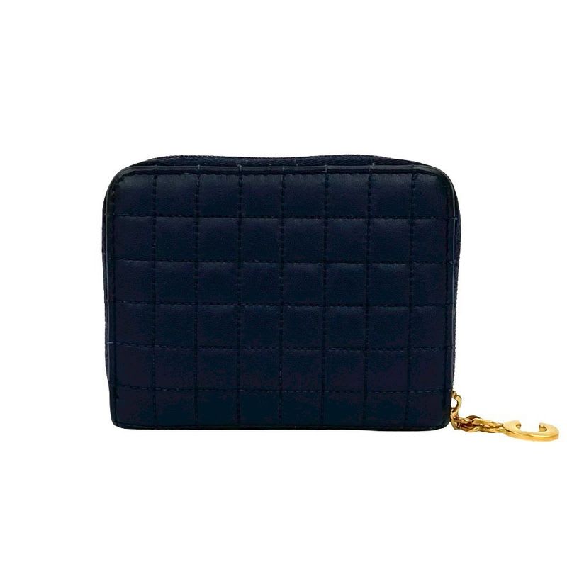Celine Ccharm Compact Wallet Quilted Leather Round Zip Bifold