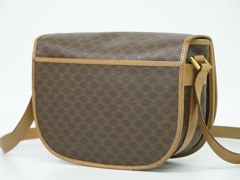 Authentic Celine Macadam Shoulder Bag Pochette PVC Brown Macadam Bag Pre-owned