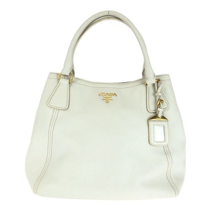 Prada Vittero Dino White Gold Hardware Leather Bn2534 Tote Handbag