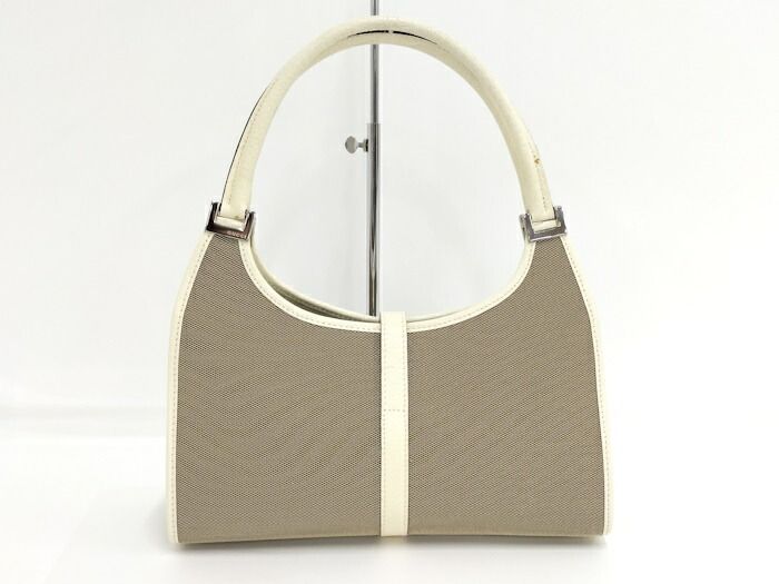 Gucci Shoulder Bag Jackie Hardware Canvas Ivory Brown 0021068