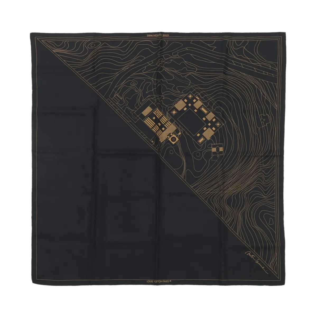Louis Vuitton Tag Arata Isozaki Collaboration Silk 100% Topographic Map Scarf