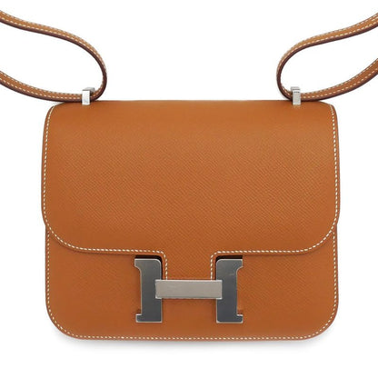 Hermes Constance Mini Miroire Gold Epson Shoulder Bag Brown