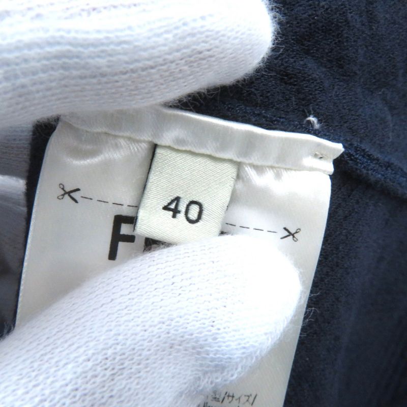 Fendi 2022 Fzq677 FF Logo Chain Knit Long Skirt Navy 40 Genuine