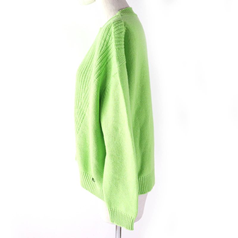 Hermes 23SS Cashmere Cotton Long Sleeve Cropped Knit With Logo Hardware Green