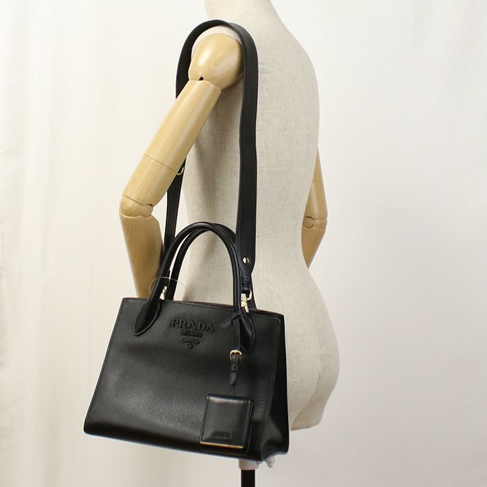 Prada 2WAY Tote Bag Monochrome 1ba156 Tote Bag Saffiano Leather Women