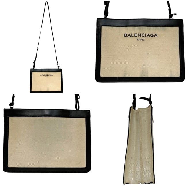Balenciaga Shoulder Bag Navy Pochette Natural Black