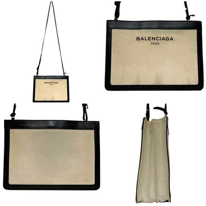 Balenciaga Shoulder Bag Navy Pochette Natural Black