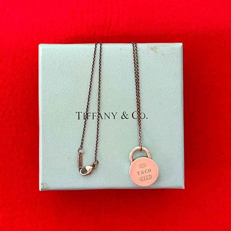 Tiffany & Co Round Lock Silver 925 Necklace Pendant Choker