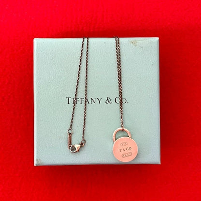 Tiffany & Co Round Lock Silver 925 Necklace Pendant Choker
