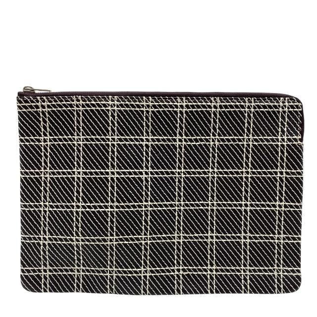 Celine Clutch Pochette Second Bag Check Dark Brown Bicolor