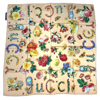 Gucci Floral Silk Scarf Multicolor Large Size With Box — view 2