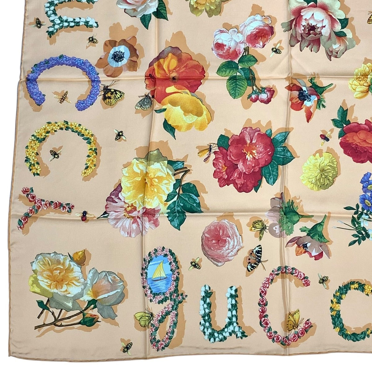 Gucci Floral Silk Scarf Multicolor Large Size With Box — view 5