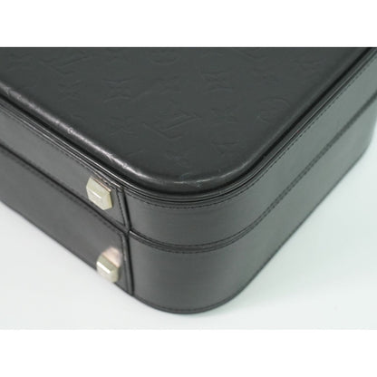 Louis Vuitton LV Valisette MM Monogram Glace Trunk Handbag Noir Black — view 4