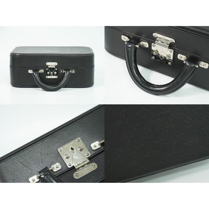 Louis Vuitton LV Valisette MM Monogram Glace Trunk Handbag Noir Black — view 6