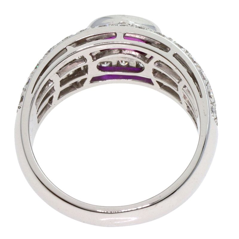 Bvlgari Bulgari Pink Sapphire Pavé Diamond Ring And Ring 18K White Gold Ladies
