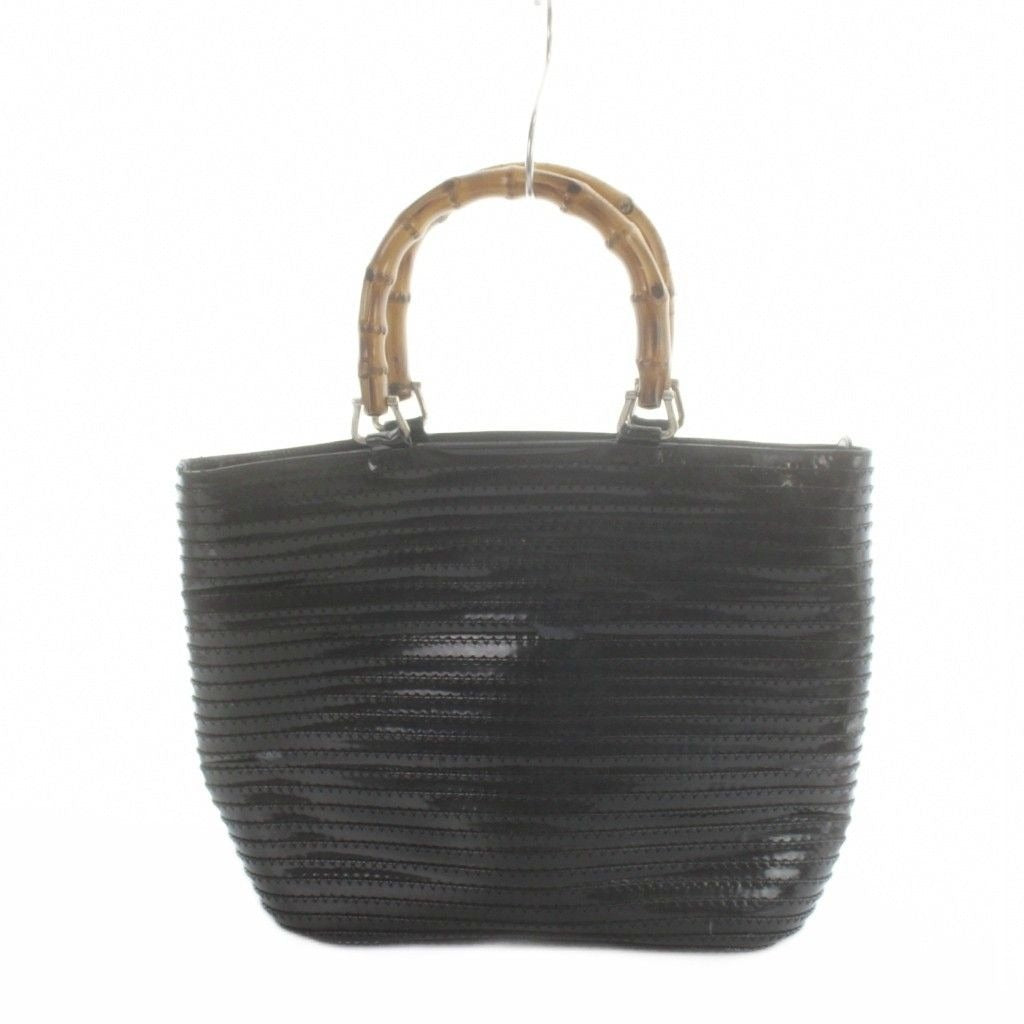 Gucci Bamboo Handbag Tote Leather Black