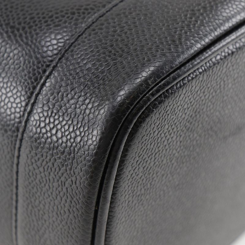 Chanel Vanity Coco Mark Handbag Caviar Skin Black Ladies Handbag