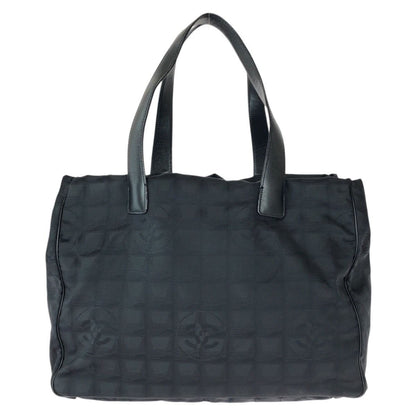 Chanel New Travel Line MM Black Nylon Leather Tote Shoulder Bag