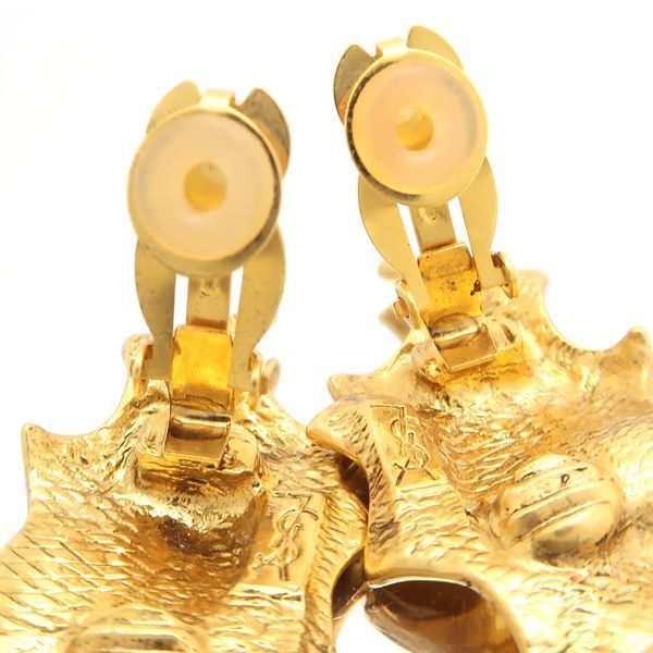 Yves Saint Laurent Earring GP Leaf Motif Vintage YSL Yves Saint Laurent