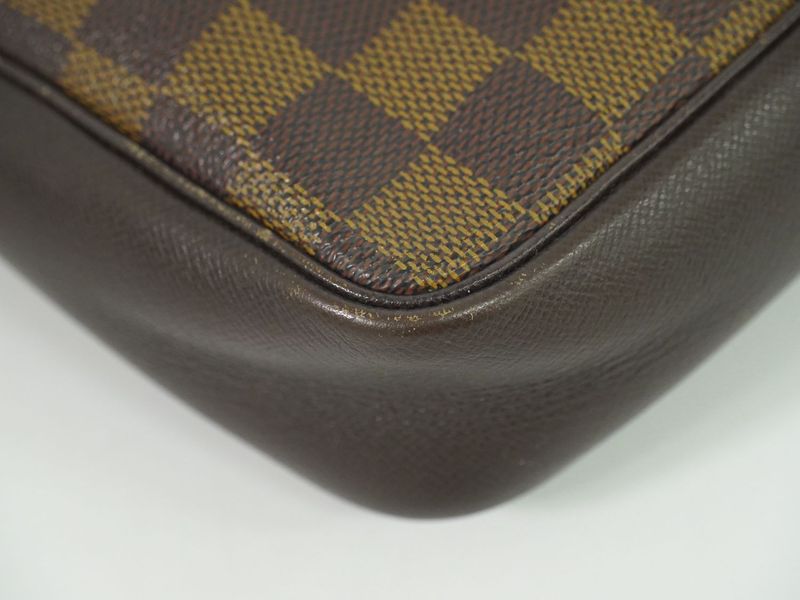 Authentic Louis Vuitton LV Trousse Makeup Damier Ebène Shoulder Bag Brown