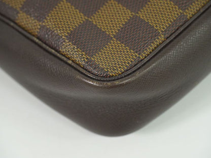 Authentic Louis Vuitton LV Trousse Makeup Damier Ebène Shoulder Bag Brown