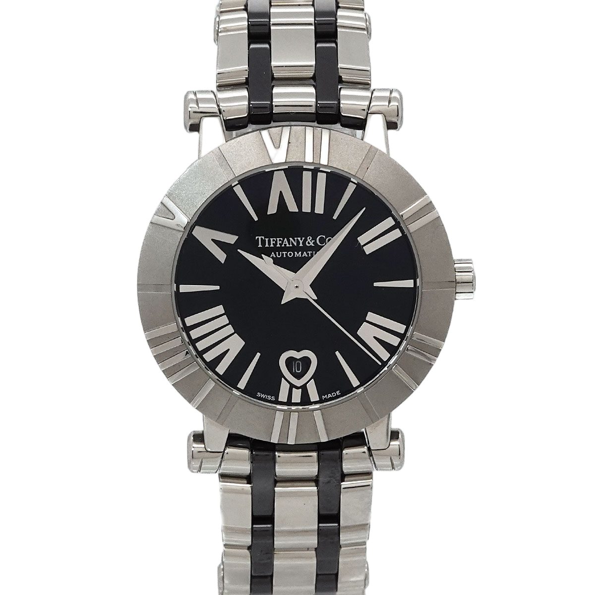 Tiffany & Co Atlas 68 Watch Heart Date Black Automatic