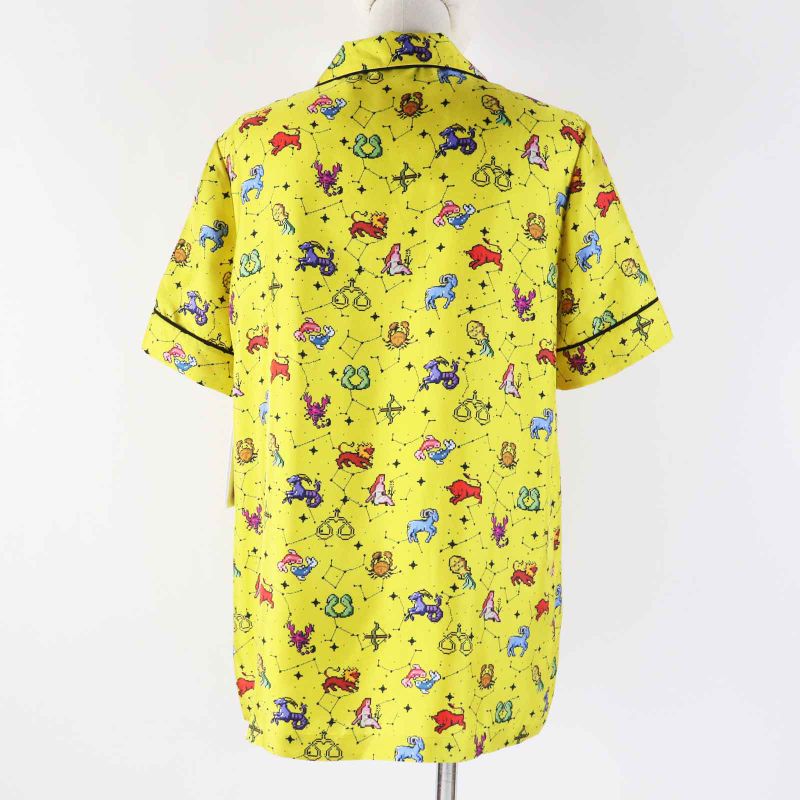 Christian DIOR 22AW 241v29a6633 100% Silk Zodiac Pixel Short Sleeve Shirt
