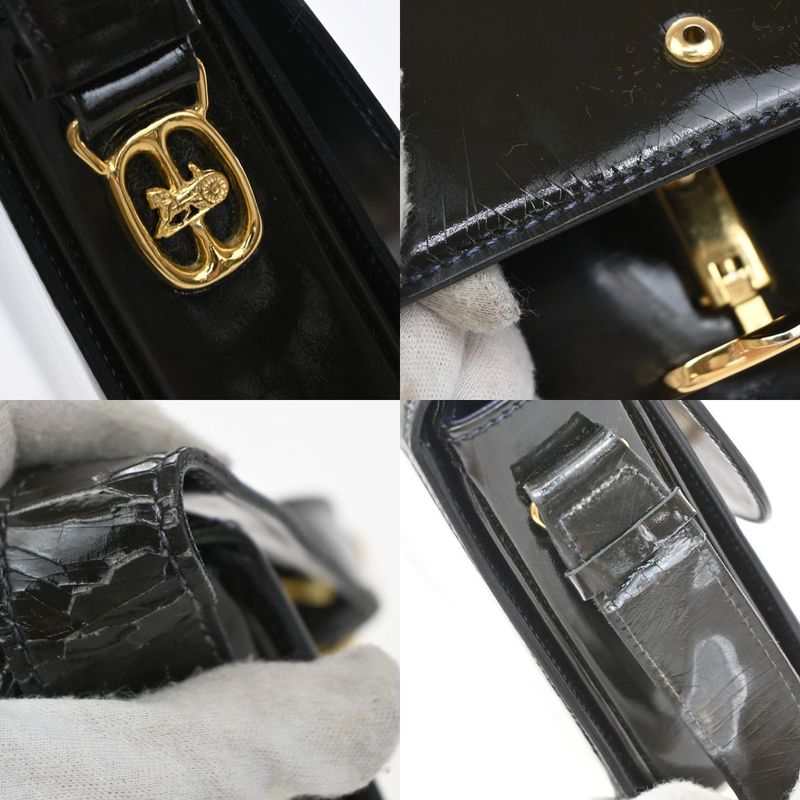 Celine Carriage Motif Shoulder Bag Enamel Navy 31ka940