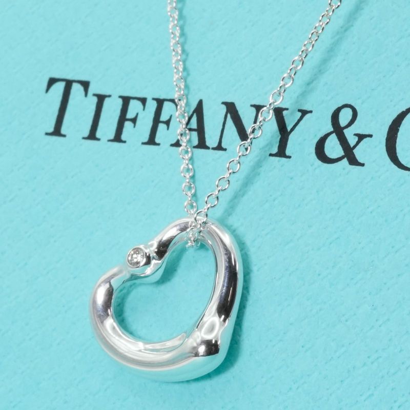 16mm (0.63in) Tiffany & Co 2P Diamond Open Heart Necklace 25-478