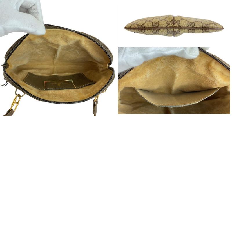 Gucci Vintage Old Gucci Sherry Line Beige GG Supreme Canvas/leather Shoulder