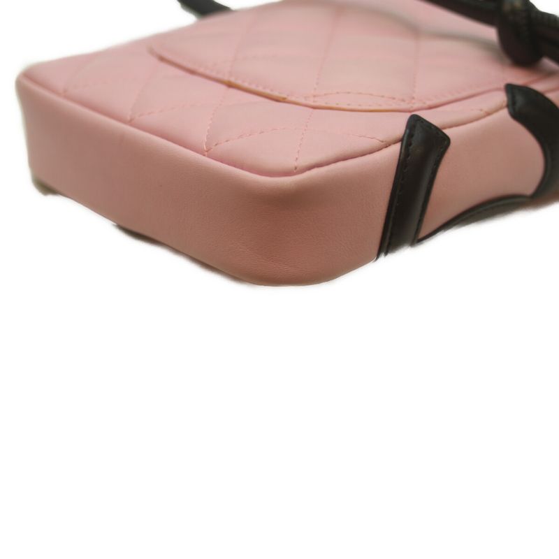 Chanel A25177 No 8 Pink Black Cambon Small Pochette Shoulder Bag Black Quilted