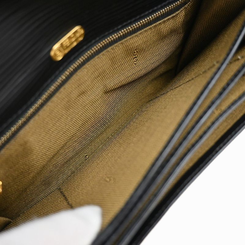 Fendi Long Wallet Logo Black Gold 64ka736