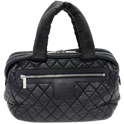 Chanel Hand Tote Bag Boston Bag Coco Cocoon Boston Leather Black X Bordeaux