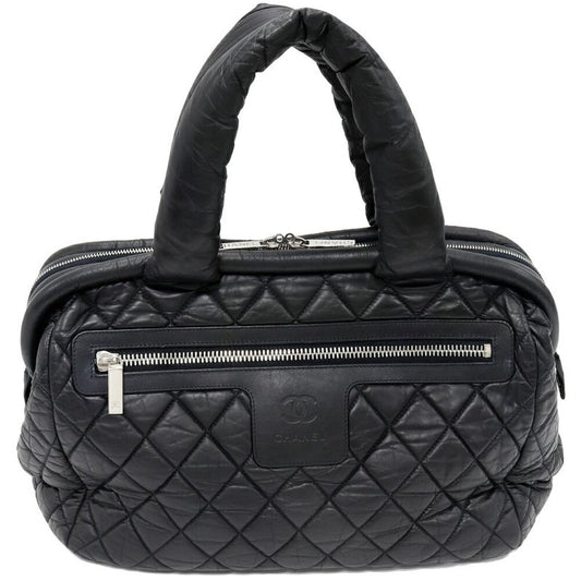 Chanel Hand Tote Bag Boston Bag Coco Cocoon Boston Leather Black X Bordeaux