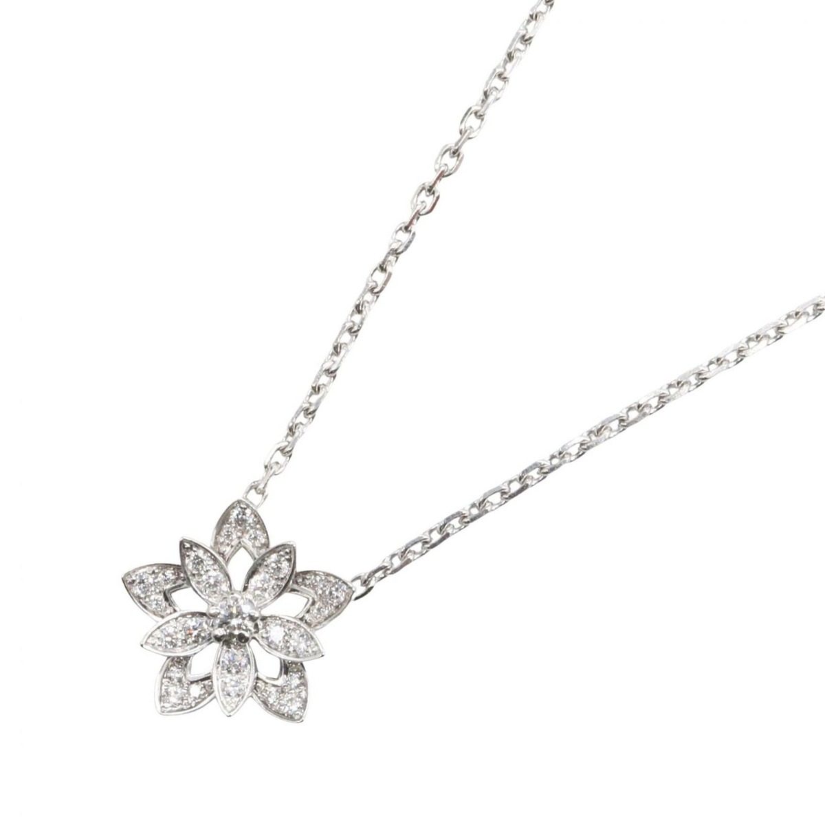 Van Cleef & Arpels Necklace Lotus Diamond Mini 38 42.5 cm 18k White Gold
